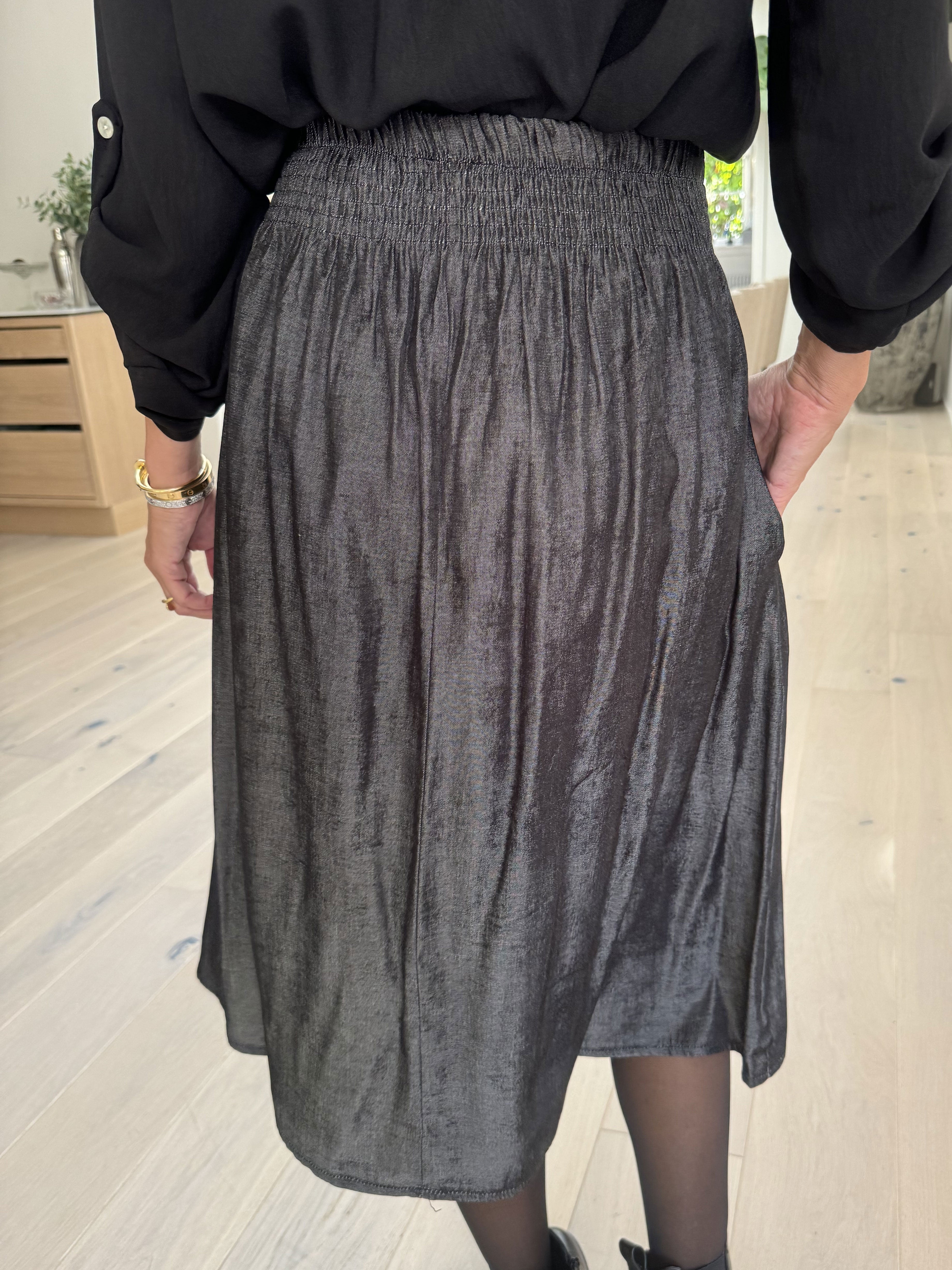 Pams Midi Denim Skirt - Kjol med fickor